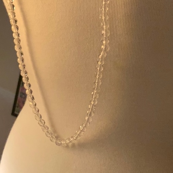 Clear Sparkly Beads Strung On White Cord With Silver-Tone Clasp - Picture 4 of 13